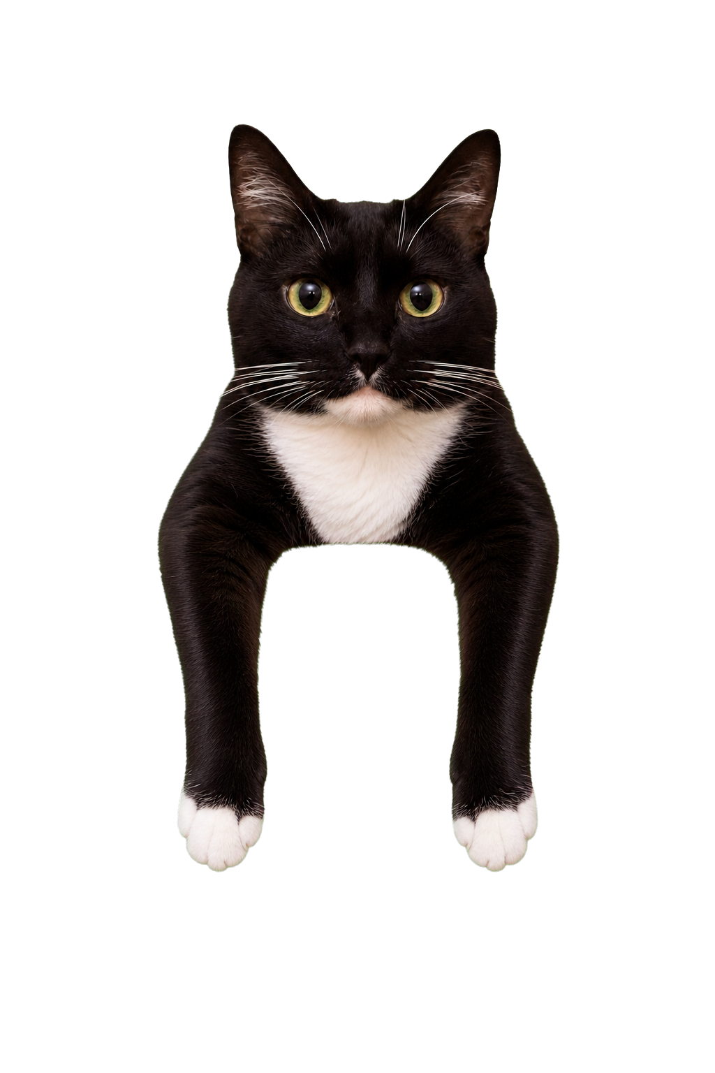 Moo the cat with her paws hanging over the footer